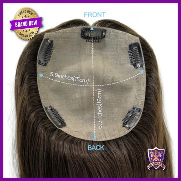 16 Inch Human Hair Topper with Silk Top Base and PU Skin main image 6
